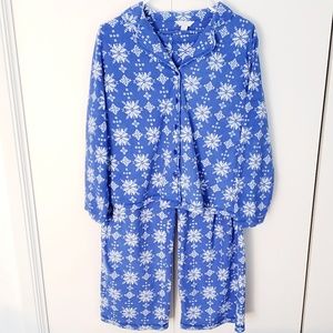 Charter Club snowflake fleece long sleeve pajamas